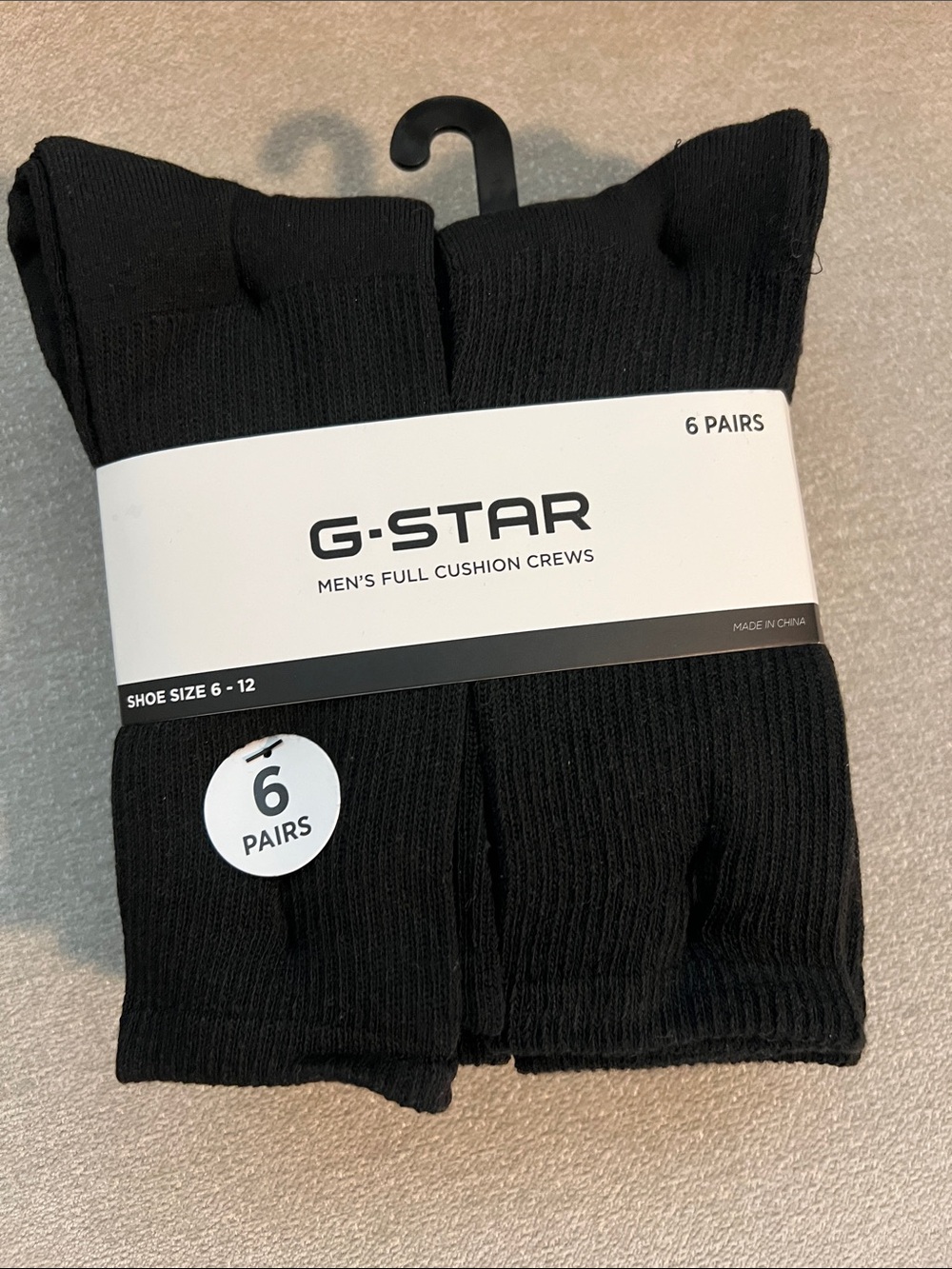 G-STAR Men's Full Cushion Crew Socks - Black (6 Pack)